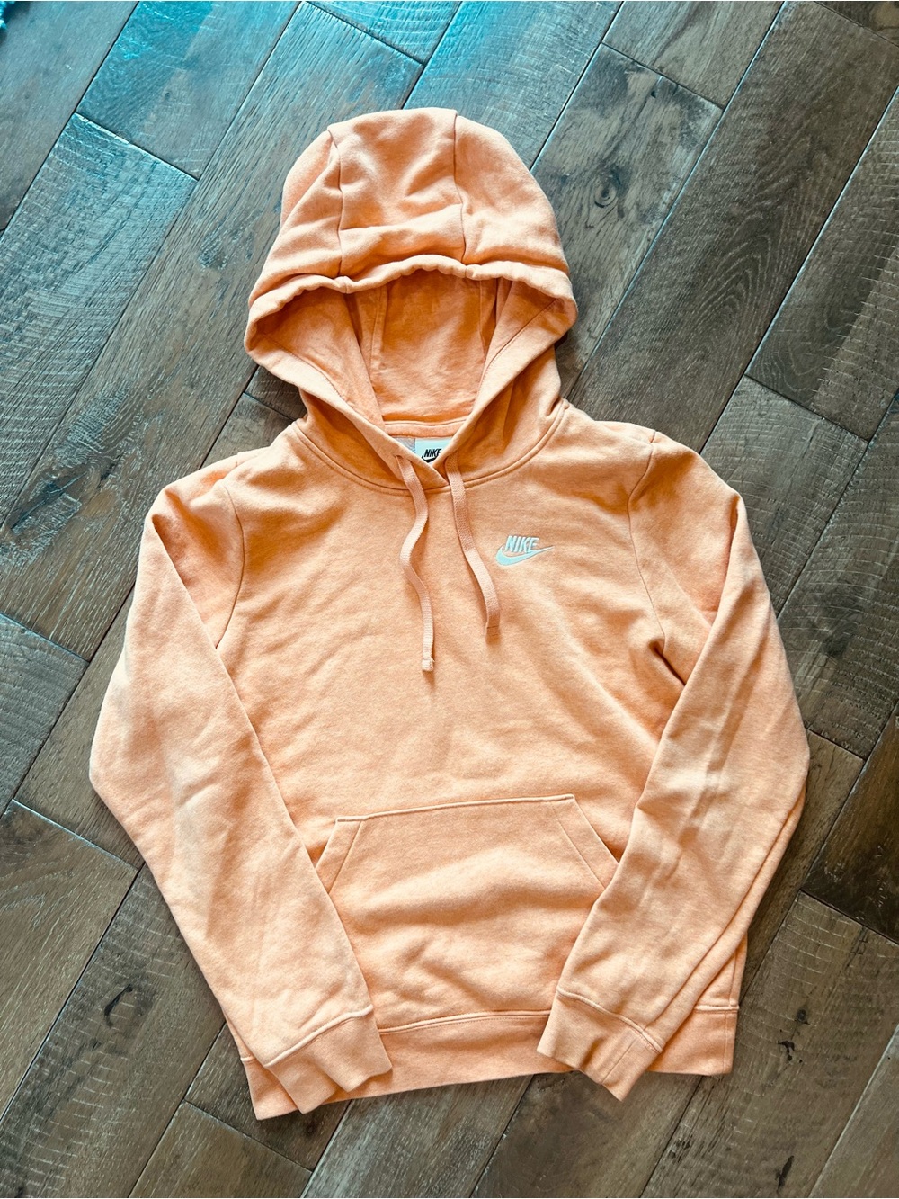 Nike Coral-Orange Hooded Pullover with Swoosh Tag